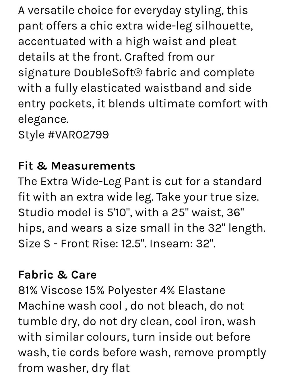 Varley Extra Wide Leg Pant Knit Trouser Athlesiure Pants - Picture 7 of 12